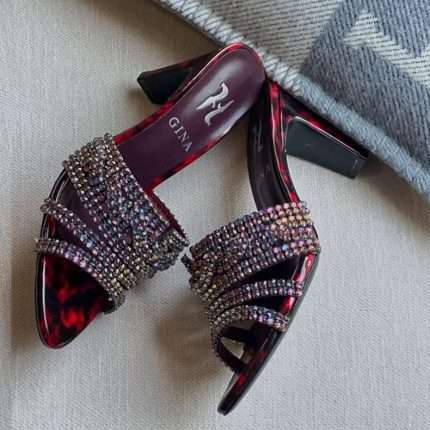 Leather Regina Heeled Sandals Maroon