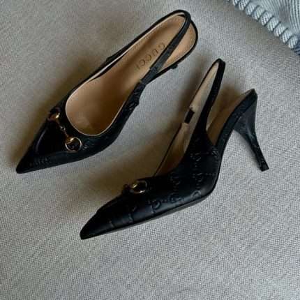 Gucci Horsebit slingback pumps black