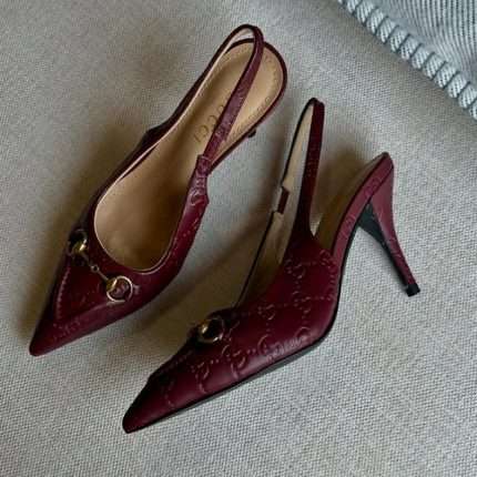 Horsebit slingback pumps maroon
