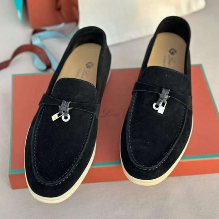Black Loro Piana Summer Charms Walk Loafers