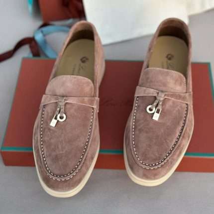 Brown Loro Piana Summer Charms Walk Loafers