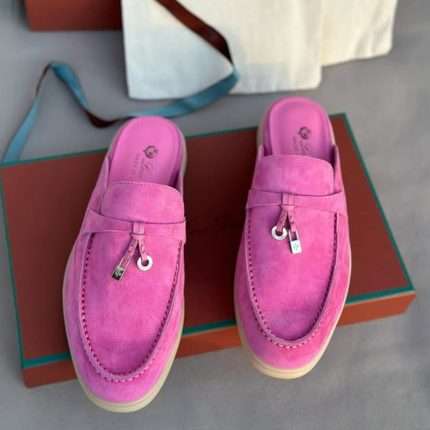 Pink Suede Babouche Charms Walk Mules