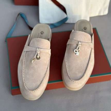 Biege Suede Babouche Charms Walk Mules