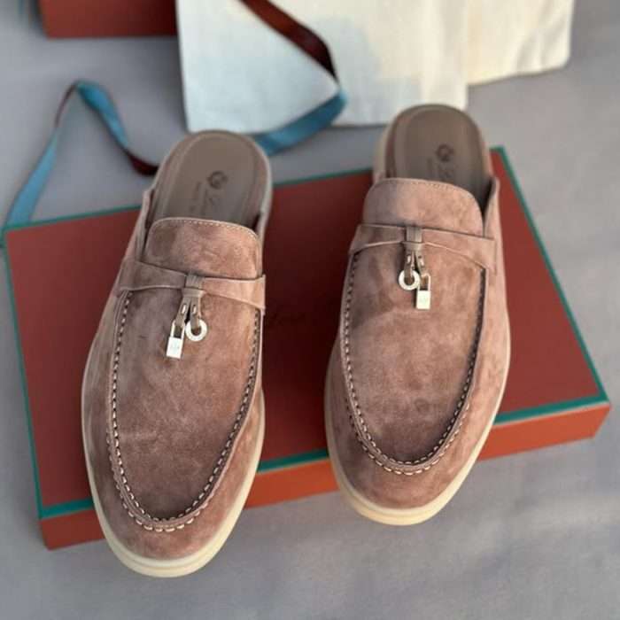 Brown Suede Babouche Charms Walk Mules