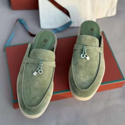 Green Suede Babouche Charms Walk Mules
