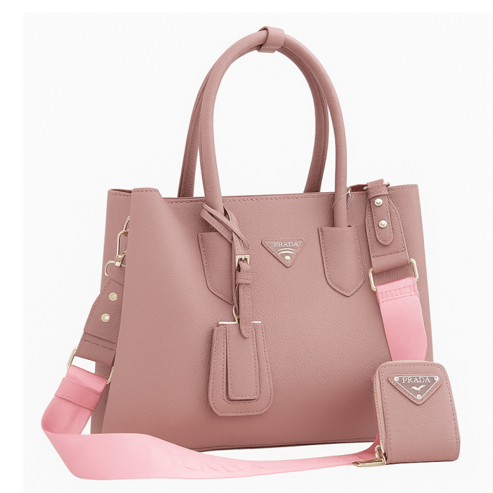 Togo Leather Pink Prada Bag 33x25x15cm
