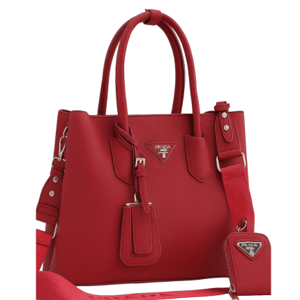 Togo Leather Red Prada Bag 33x25x15cm