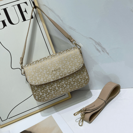 DKNY 24x7x17cm Canvas Monogram Bag Biege