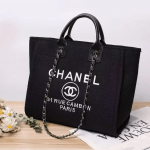 Chanel Shopping Canvass Tote Bag Black