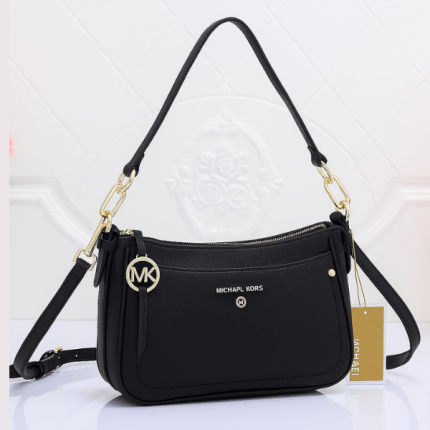 Michael Kors Jet Set Charm Medium Top Zip Pochette Crossbody Black