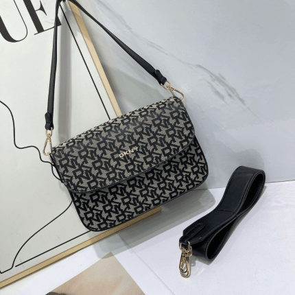 DKNY 24x7x17cm Canvas Monogram Bag Black