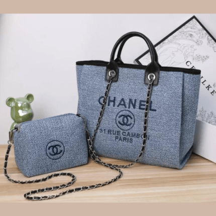 Chanel Shopping Canvass Tote Bag denim