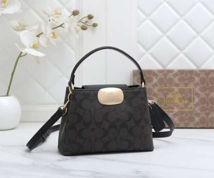 Coach Bag Black Monogram 24x20x10cm