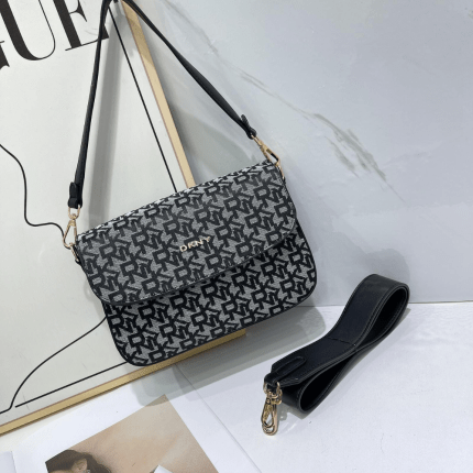 DKNY 24x7x17cm Canvas Monogram Bag Blue