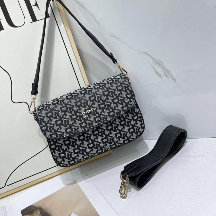 DKNY 24x7x17cm Canvas Monogram Bag Blue