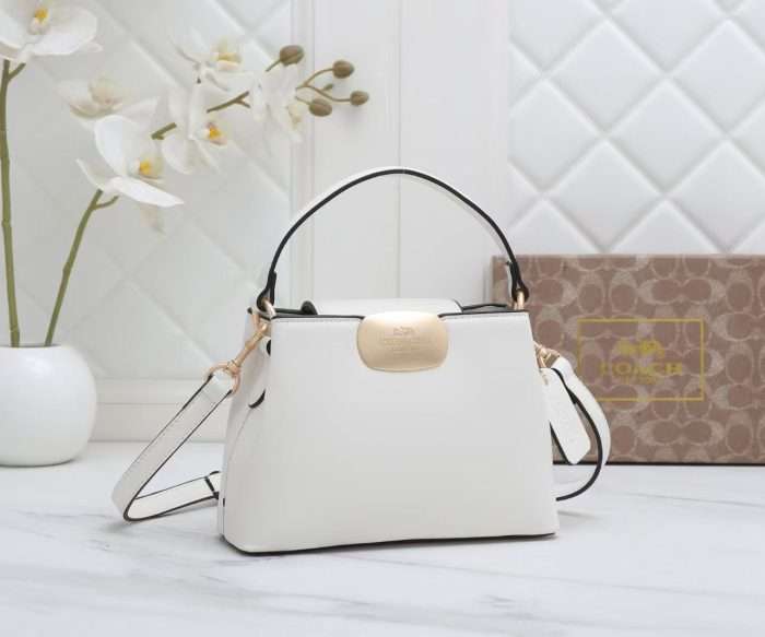 Coach Bag White Leather 24x20x10cm