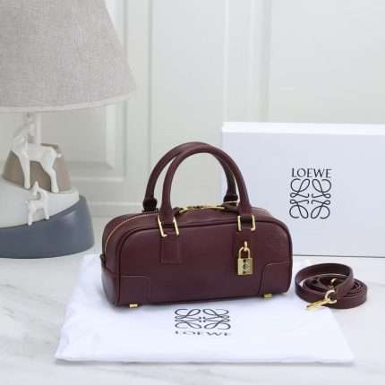 Loewe Burgundy Amazona 23 Bag featuring Gold-Tone Hardware