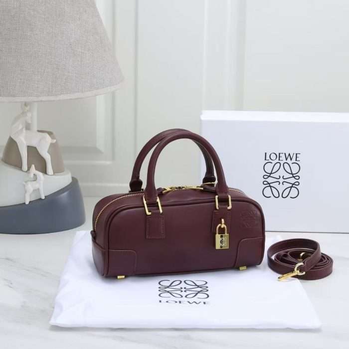 Loewe Burgundy Amazona 23 Bag featuring Gold-Tone Hardware