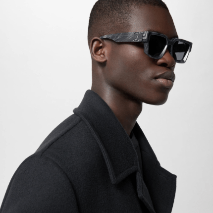 Louis Vuitton Men Sunglasses Black and Silver Square Frame