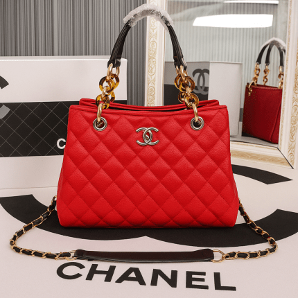 Chanel Red Bag Black Handle