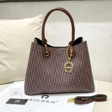 Aigner Purse Shoulder Bag 33x13x25.5cm Brown