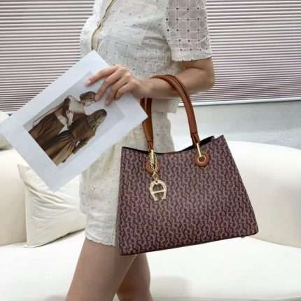 Aigner Purse Shoulder Bag 33x13x25.5cm Tan