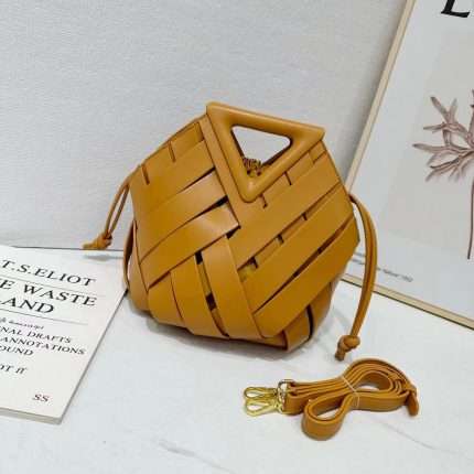 Bottega Veneta Crossbody Bucket Hand Bag With 23x17x25cm Mustard Yellow