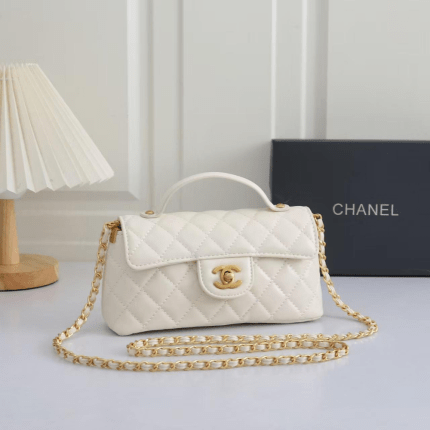 Chanel Small Flap With Top Handle Bag 22x11cm White