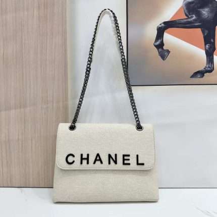 Chanel Chain Shoulder Bag 26cm White