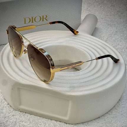 Christian Dior Aviator Pilot Logo Sunglasses Gold - Brown Gradient Lenses