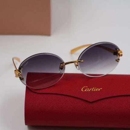 Cartier Sunglasses Rimless Oval Cut Gold – Black Ombre Tint
