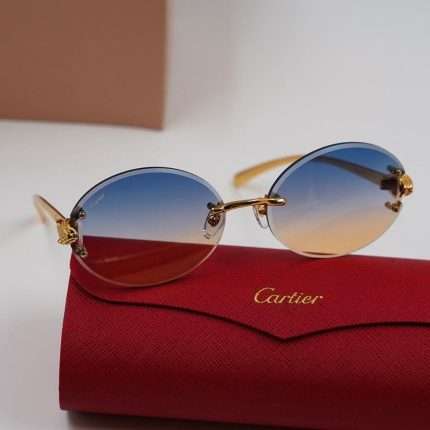 Cartier Sunglasses Rimless Oval Cut Gold – Blue & Yellow Tint