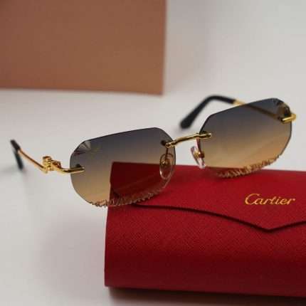 Cartier Sunglasses Rimless Diamond Cut - Black & Gold Tint