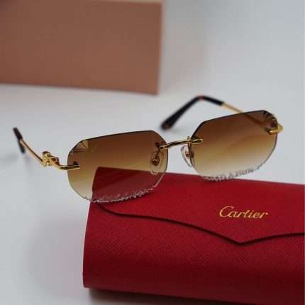 Cartier Sunglasses Rimless Diamond Cut - Gold Tint