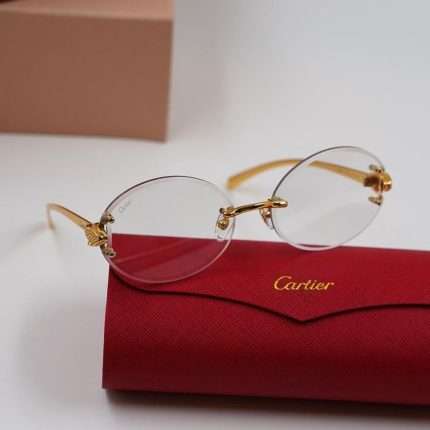 Cartier Sunglasses Rimless Oval Cut Gold - Clear Tint