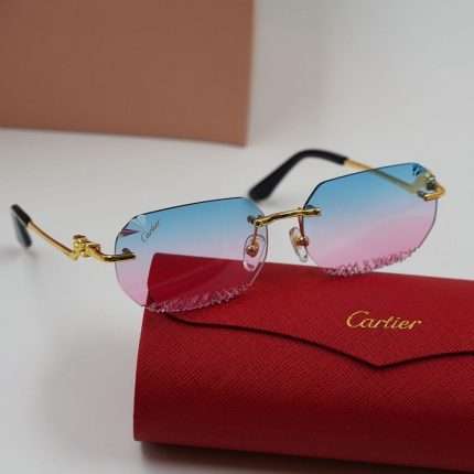 Cartier Sunglasses Rimless Diamond Cut - Blue & Pink Tint