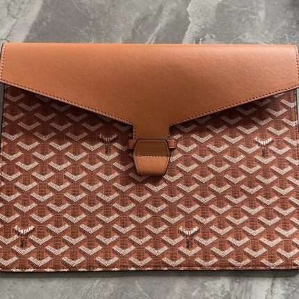 Goyard Chevron Clutch Pouch Purse Brown
