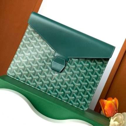 Goyard Chevron Clutch Pouch Purse Green