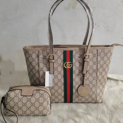 Gucci Women's Canvas Tote Hand Bag 40cm Beige