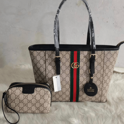 Gucci Women's Canvas Tote Hand Bag 40cm Black