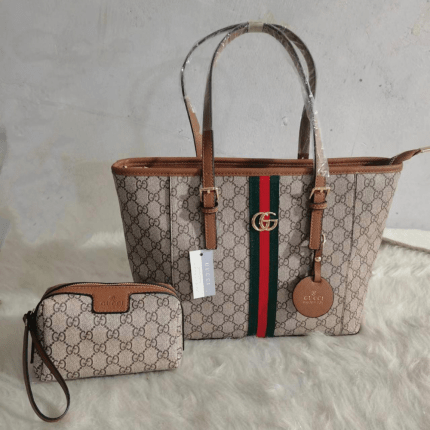 Gucci Women's Canvas Tote Hand Bag 40cm Brown