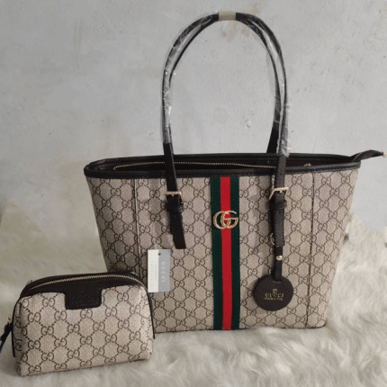 Gucci Women's Canvas Tote Hand Bag 40cm Taupe