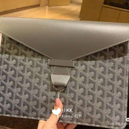 Goyard Chevron Clutch Pouch Purse Taupe