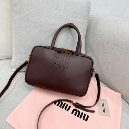 Miu Miu Beau Crossbody Sling Top Handle Hand Bag Brown