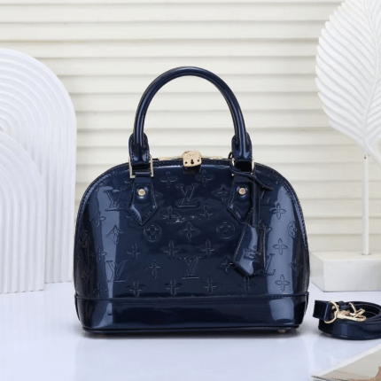 Louis Vuitton Alma Luxury Bag 23cm Patent Leather Blue